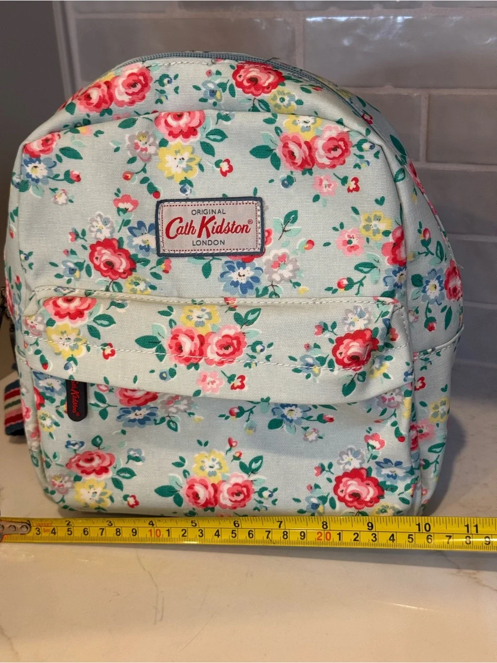 Cath Kidston Mint Floral Kids Backpack with Pink & Yellow Roses